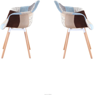 A set of 2 medieval art style dining chairs with beautiful and durable patchwork pattern, suitable for living room dining room