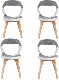 A set of 4 fabric dining chairs with medieval design, retro armchairs with solid metal legs, kitchen, dining room study room