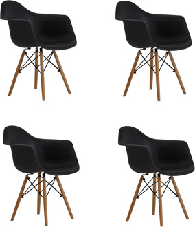 A set of 4 medieval design dining chairs, retro design armchairs with solid beech legs, kitchen dining chairs(white/black)