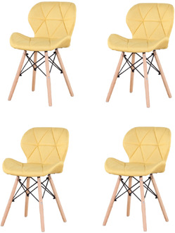 A set of 4 medieval dining chairs, high-quality linen chairs with metal feet, suitable for dining room (white/gray/black/brown)