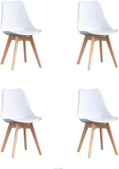 A set of four Nordic medieval retro style dining chairs, solid wood feet, beech wood, suitable for kitchen, dinings room