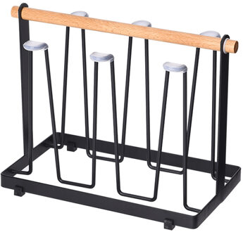 A1 Japanse ijzer bekerhouder magazijnstelling cup glas hanger bekerhouder koffiekopje rack afvoer rack wx7021039 zwart