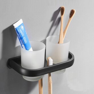 A1 Paar dubbele bekerhouder glas tandenborstelhouder roosteren aluminium gratis ponsen badkamer rack LO712738