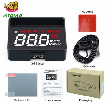A100S Auto Hud Head Up Display OBD2 Euobd Overspeed Waarschuwing Auto Elektronische Voltage Alarm Beter dan A100 Hud