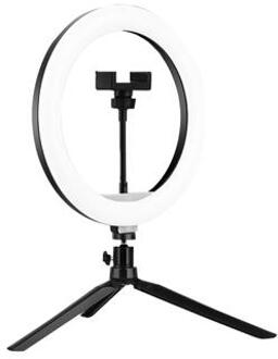 A26 Desktop 10 LED Selfie Ring Light Statief Stand Telefoon Clip Mount Vlogging Video Licht Live Broadcast Kit