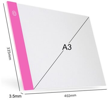 A3(40X33.5Cm) drie Niveau Dimbare Led Light Pad Tekentafel Pad Tracing Lichtbak Oogbescherming Makkelijker Voor Diamant Schilderij A3 roze
