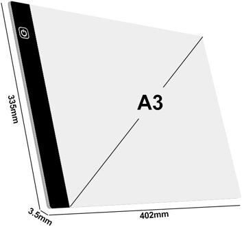 A3(40X33.5Cm) drie Niveau Dimbare Led Light Pad Tekentafel Pad Tracing Lichtbak Oogbescherming Makkelijker Voor Diamant Schilderij A3 zwart