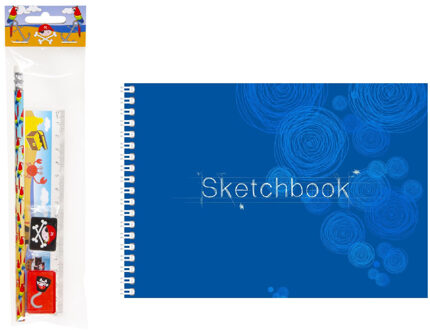 A3 schetsboek - met piraten thema tekenset - 4-delig