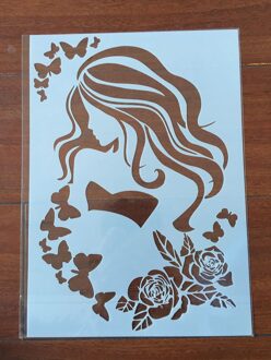 A4 29*21Cm Schoonheid Meisje Diy Stencils Muur Schilderen Plakboek Kleuring Embossing Album Decoratieve Papieren Kaart Template A4-036