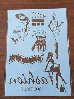 A4 29*21Cm Schoonheid Meisje Diy Stencils Muur Schilderen Plakboek Kleuring Embossing Album Decoratieve Papieren Kaart Template A4-037