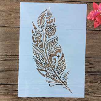 A4 29Cm Mandala Grote Veer Diy Gelaagdheid Stencils Muur Schilderen Plakboek Kleuring Embossing Album Decoratieve Template
