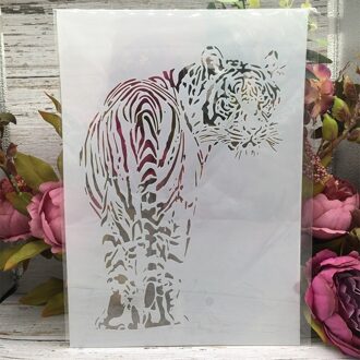 A4 29Cm Tiger Lopen Diy Gelaagdheid Stencils Muur Schilderen Plakboek Kleuring Embossing Album Decoratieve Template