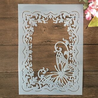 A4 29Cm Vlinder Fotolijst Diy Gelaagdheid Stencils Muur Schilderen Plakboek Kleuring Embossing Album Decoratieve Template