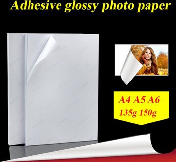 A4 50 Vellen A5 A6 100 Vellen 135G 150G Hoge Glossy Zelfklevend Inkjet Printen Met Back Lijm sticker Fotopapier 135g A5 100sheets