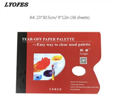 A4/8K Wegwerp Tear-Off Palet Papier Verf Palet Papier Pad Voor Kunstenaar Gouache Acryl Olieverf aquarel Art Supplies