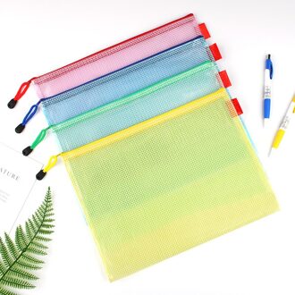 A4/A5/A6 Waterdichte Plastic Rits Kleur Transparant Bestand Pakket Briefpapier Kantoor Opbergtas Match kleur A4
