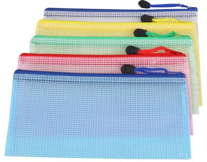 A4/A5/A6 Waterdichte Plastic Rits Kleur Transparant Bestand Pakket Briefpapier Kantoor Opbergtas Match kleur A6