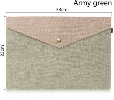 A4 A5 Eenvoudige Imitatie Linnen Canvas Voelde Bestand Zak Portfolio Office Studie Tas Briefpapier Map Bestand Aktentas Bestand Mappen L leger groen