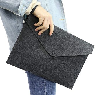 A4 Bestand Mappen-Uitbreiden Bestandsmap Draagbare Vilt Houder Envelop Kantoor Duurzaam Aktetas Document Zak (Met Lanyard) zwart