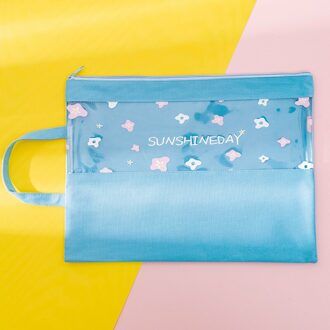 A4 Boek Handtas Herbruikbare Schrijven En Veeg Clear Window Rits Tas Document Zak Pad Draagbare Tas W25 * H34cm)2Pcs blauw