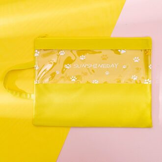 A4 Boek Handtas Herbruikbare Schrijven En Veeg Clear Window Rits Tas Document Zak Pad Draagbare Tas W25 * H34cm)2Pcs geel
