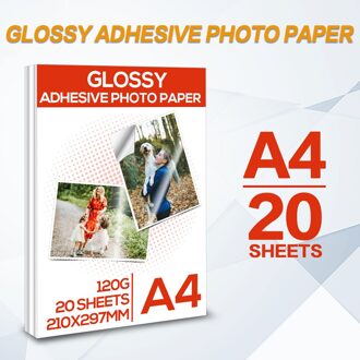 A4 Glossy Zelfklevend Fotopapier 20 Vellen Hoge Glossy Zelfklevend Inkjet Printing Voor Inkjet Printer Kantoorbenodigdheden Familie glanzend 20 Sheets