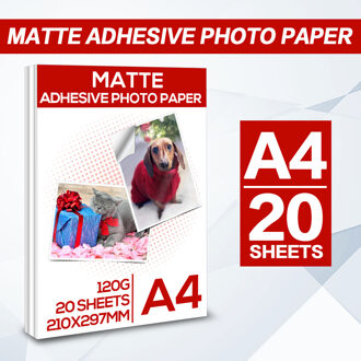 A4 Glossy Zelfklevend Fotopapier 20 Vellen Hoge Glossy Zelfklevend Inkjet Printing Voor Inkjet Printer Kantoorbenodigdheden Familie matte 20 Sheets