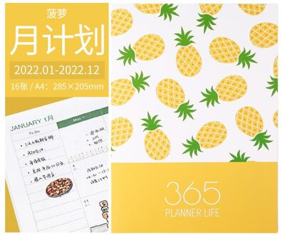 A4 Grote 365 Self-Vulling Kawaii Planner Notebook 12 Maand Agenda Chinese Planner Office Schoolbenodigdheden 365 Planner geel