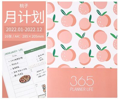 A4 Grote 365 Self-Vulling Kawaii Planner Notebook 12 Maand Agenda Chinese Planner Office Schoolbenodigdheden 365 Planner Marineblauw