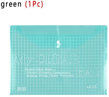 A4 Kleur Transparant Bestand Zak Document Zak Papier Bestandsmap Etui Briefpapier School Kantoorbenodigdheden groen