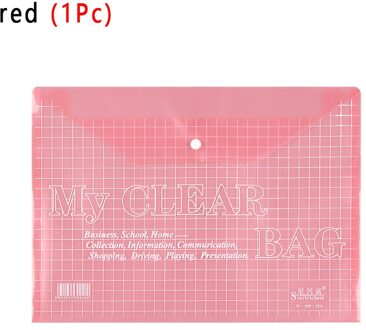 A4 Kleur Transparant Bestand Zak Document Zak Papier Bestandsmap Etui Briefpapier School Kantoorbenodigdheden rood