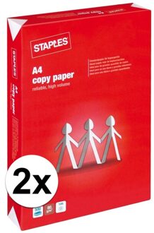 A4 kopieer papier - 2x - 500 vellen - wit - 80 grams - basic papier van stevige kwaliteit