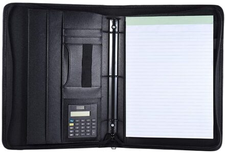 A4 Lederen Business Portfolio Padfolio Map met Visitekaartje U Flash Disk Houder Memo Note Pad Losbladige Loop