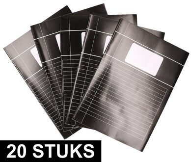 A4 lijntjes schriften pakket - 20x stuks - zwart - zachte kaft - schoolschrift