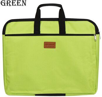 A4 Maat Dubbele Lagen Bestanden Tas Oxford Doek Grote Capaciteit Waterdichte Map Met Handvat Rits Canvas Business Boek Bestand Type1-groen