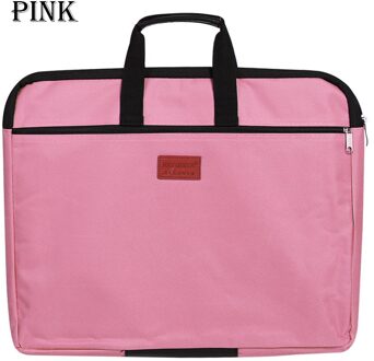A4 Maat Dubbele Lagen Bestanden Tas Oxford Doek Grote Capaciteit Waterdichte Map Met Handvat Rits Canvas Business Boek Bestand Type1-roze
