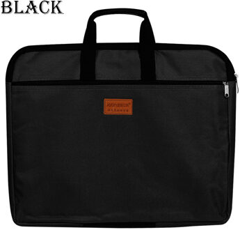 A4 Maat Dubbele Lagen Bestanden Tas Oxford Doek Grote Capaciteit Waterdichte Map Met Handvat Rits Canvas Business Boek Bestand Type1-zwart