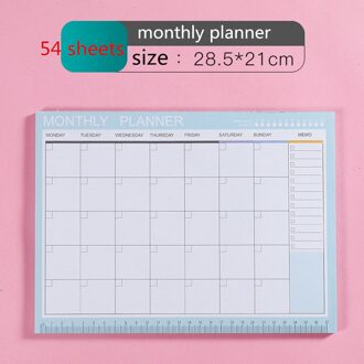 A4 Notebook Kawaii Dagelijks Wekelijks Maandelijkse Jaarlijks Kalender Planner Agenda Schedule Organizer Journal Boek Stationaire monthly blauw