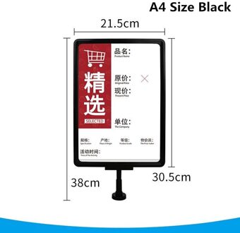 A4 Plastic Teken Houder Display Frames 8.5X11 Papier Foto Stand Dubbelzijdig Tafel Top Menu Document Houders stand zwart