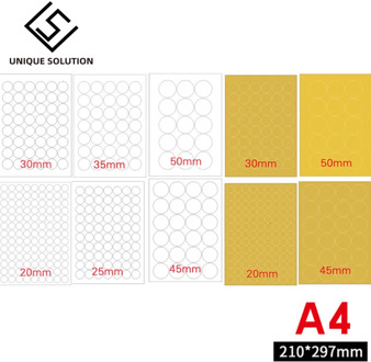 A4 Round White Glossy / Kraft Sticker Printing Label Blank Seal for Printers or Handwriting Diameter 2.5cm 3cm 4cm 6cm