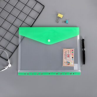 A4 Size 5Pcs 11 Gaten Semi Poly Envelop Pocket Insert Pagina 'S Voor Bindmiddelen, met Klittenbandsluiting Diverse Kleuren groen-5 stk