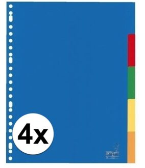 A4 tabbladen set - 20x stuks - gekleurd - 23 ringen - kunststof - ringmap tabs