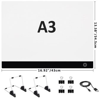 A5/A4 /A3 Led Light Pad Board 5d Diamant Schilderij Tracing Kopiëren Boord Met 3 Niveau Helderheid Usb aangedreven Tekening Tablet A3 reeks