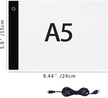 A5/A4 /A3 Led Light Pad Board 5d Diamant Schilderij Tracing Kopiëren Boord Met 3 Niveau Helderheid Usb aangedreven Tekening Tablet A5(24x15cm)