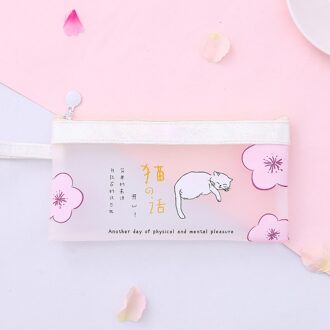 A5 Cherry Blossom Met Kat Transparante Schattige Bestand Potlood Tas Grote Voor Meisjes Kid Office Schoolbenodigdheden Case Kawaii Briefpapier 1