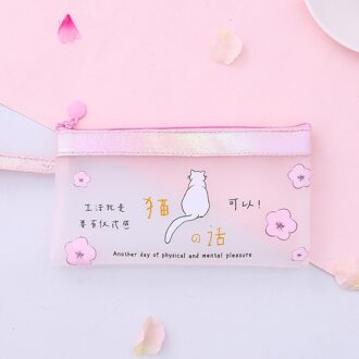 A5 Cherry Blossom Met Kat Transparante Schattige Bestand Potlood Tas Grote Voor Meisjes Kid Office Schoolbenodigdheden Case Kawaii Briefpapier 2
