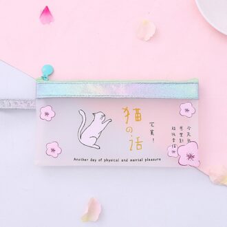 A5 Cherry Blossom Met Kat Transparante Schattige Bestand Potlood Tas Grote Voor Meisjes Kid Office Schoolbenodigdheden Case Kawaii Briefpapier 3