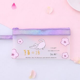 A5 Cherry Blossom Met Kat Transparante Schattige Bestand Potlood Tas Grote Voor Meisjes Kid Office Schoolbenodigdheden Case Kawaii Briefpapier 4
