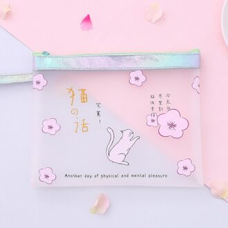 A5 Cherry Blossom Met Kat Transparante Schattige Bestand Potlood Tas Grote Voor Meisjes Kid Office Schoolbenodigdheden Case Kawaii Briefpapier 7
