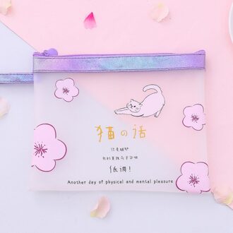 A5 Cherry Blossom Met Kat Transparante Schattige Bestand Potlood Tas Grote Voor Meisjes Kid Office Schoolbenodigdheden Case Kawaii Briefpapier 8